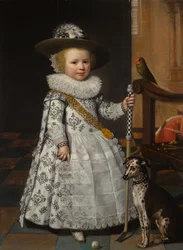 Portrait of a Young Boy with a Golf Club and Ball